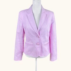 Debenhams Blazer Linen Cotton Pink Single Breasted (US 6)
